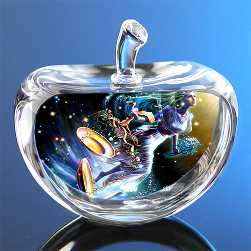 Paper Weight Crystal - 80 ミリメートルクリスタル星座ガラス星座アップル文鎮誕生日プレゼント