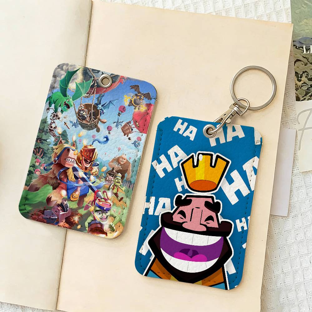 Card Index Box - ゲーム C-Clash Royales 1Pc PU レザーカードホルダーキーホルダーキーリングドアロックアクセスタグ