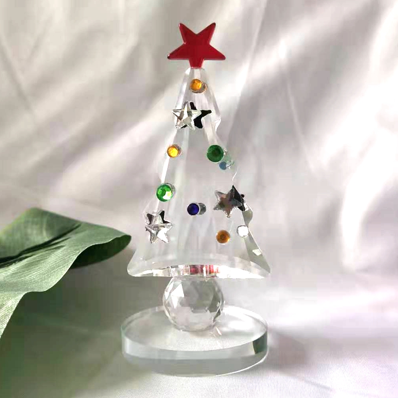 Paper Weight Crystal - クリスタルクリスマスツリー置物ホリデー文鎮コレクションお土産手作りクリスマスギフトホームテーブルデコレーション
