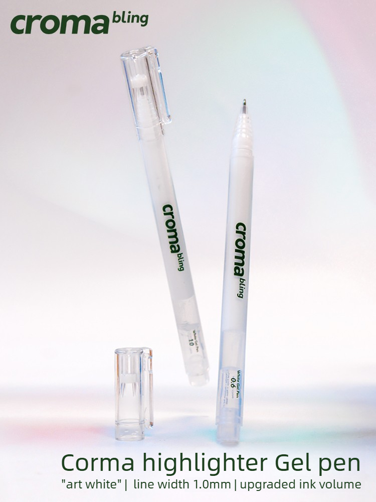 Correction Pen Fine - 1/10 個クロマ 0.6 ミリメートル/1 ミリメートルハイライトホワイトゲルペン細い先端白蛍光マーカーアニメーションスケッチ描画アート学用品