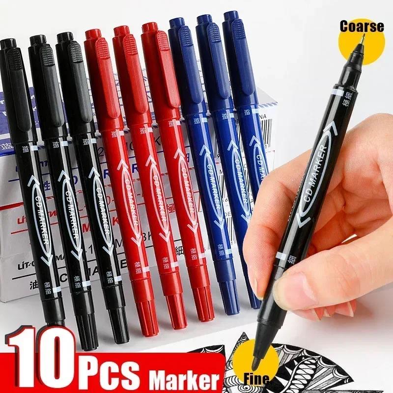 Correction Pen Fine - 5/10 個ツインチップ油性マーカー黒/青/赤オイルペンファイン Nid インク文具学校 & オフィス用品