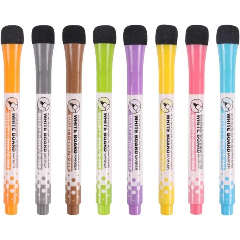 8色ホワイトボードペン、細字磁気水性ペン、消せるキャップ付き - Correction Pen Fine のレビューと価格