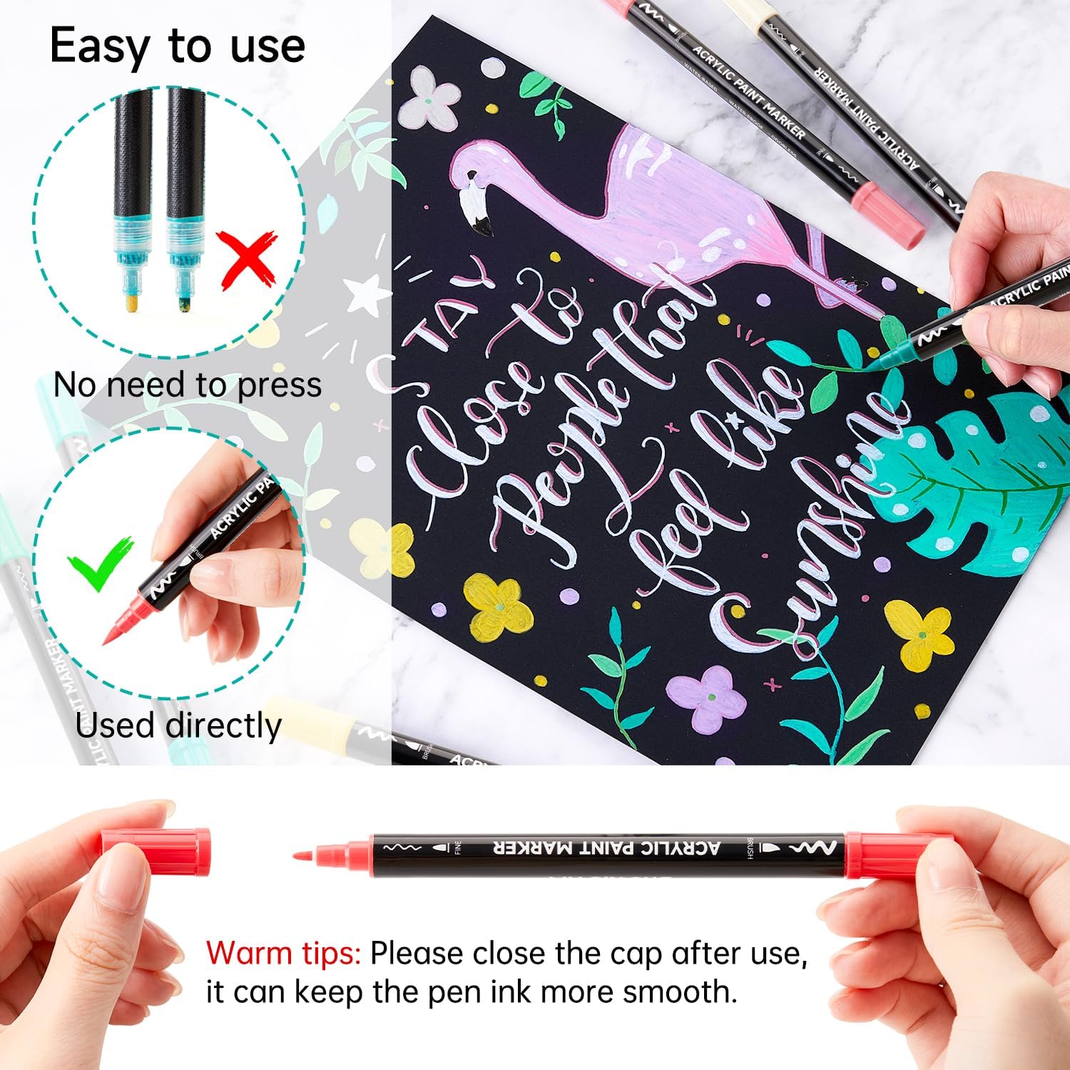 シャトルアート 60色 デュアルチップ アクリルペイントマー - Correction Pen Fine のレビューと価格