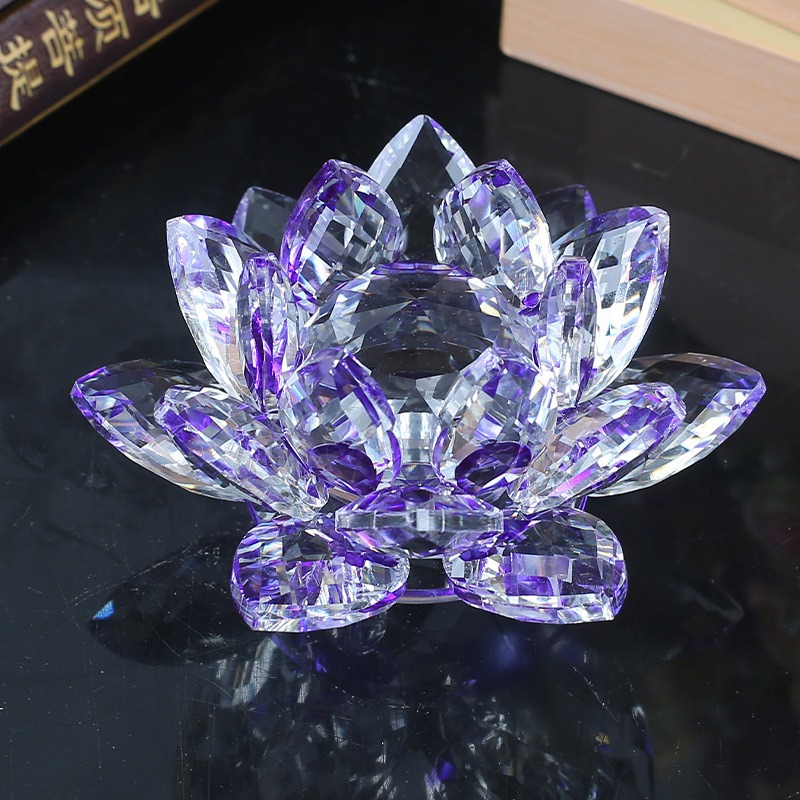 クリスタル蓮の花の置物ホームウェディングデコレーションガラス - Paper Weight Crystal のレビューと価格