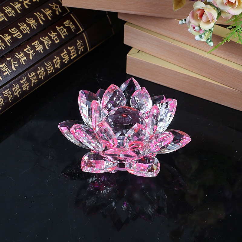 クリスタル蓮の花の置物ホームウェディングデコレーションガラス - Paper Weight Crystal のレビューと価格