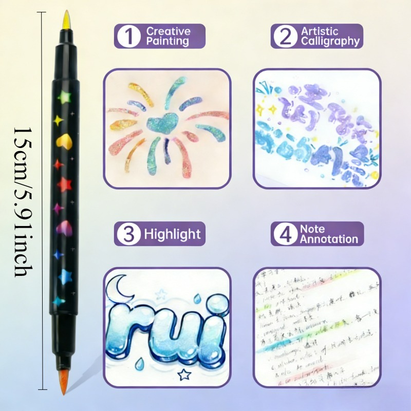 96/24色両端グリッターカラーペン、速乾性の接着剤のような - Correction Pen Fine のレビューと価格