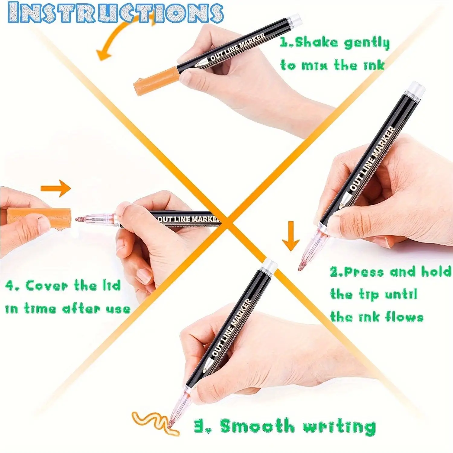 デュアルチップメタリックアートペン（セルフアウトライン、ブラ - Correction Pen Fine のレビューと価格